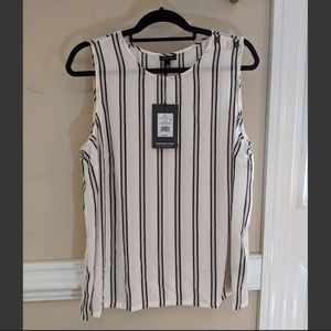 Who What Wear White Striped Sleeveless Blouse XXL